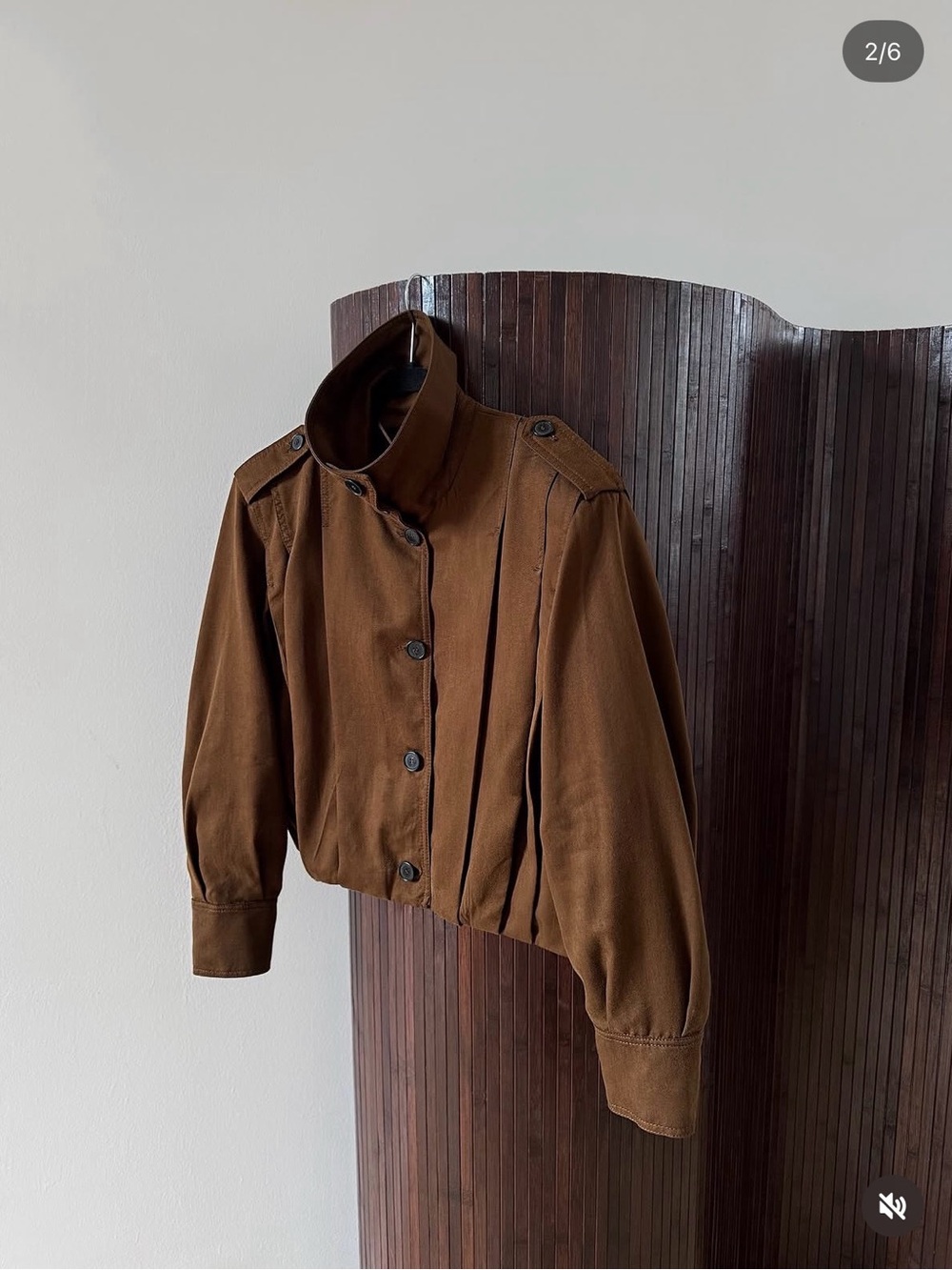 Zara Brown Oversized Fit Cropped Jacket with Cuffed Wrist
